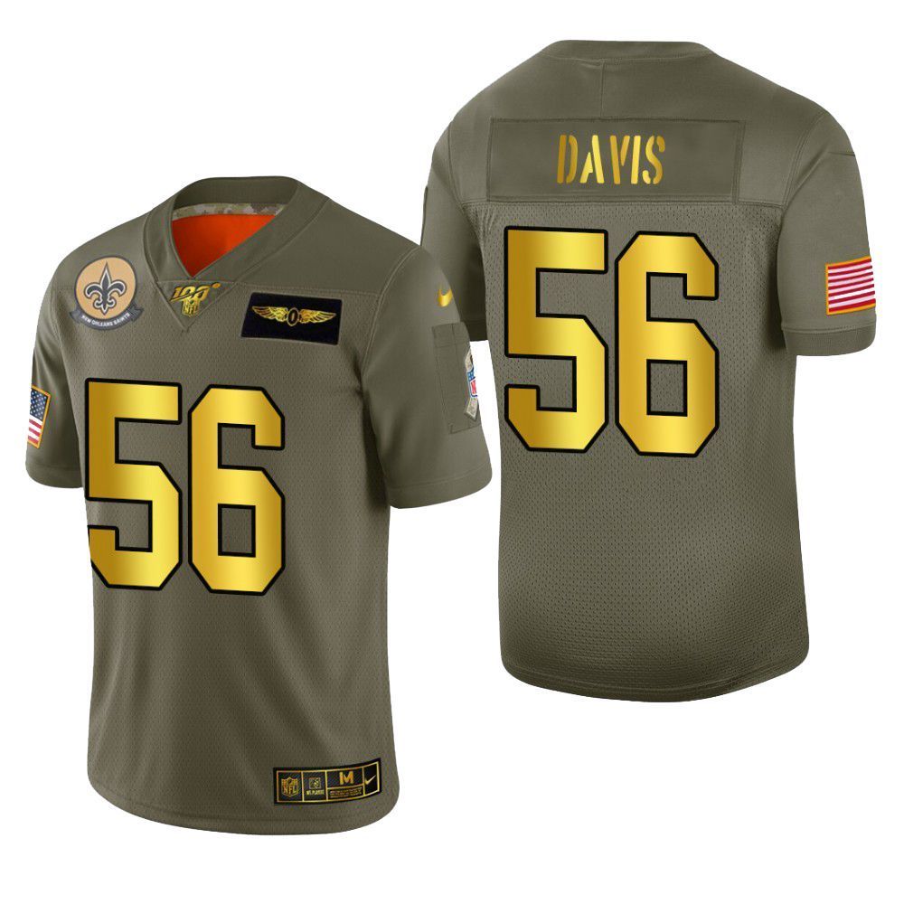 New Orleans Saints Demario Davis 2019 Salute To Service Nfl 100 Mens Jersey Metallic