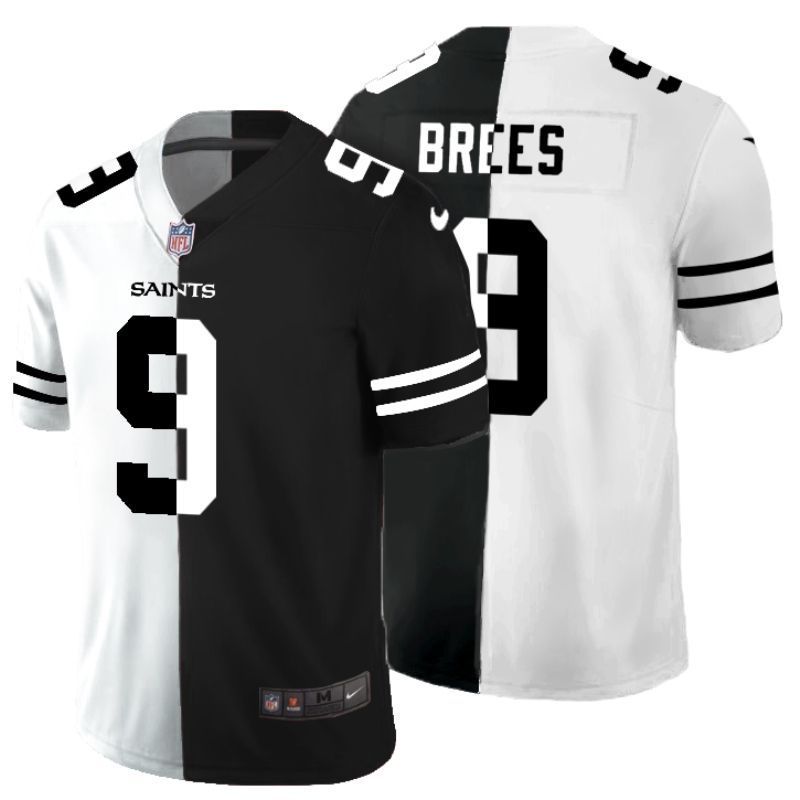 New Orleans Saints Drew Brees #9 Nfl 2020 Black And White Jersey