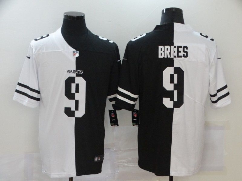 New Orleans Saints Drew Brees #9 Nfl 2020 Black And White Jersey