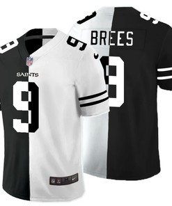 New Orleans Saints Drew Brees #9 Nfl 2020 Black And White Jersey