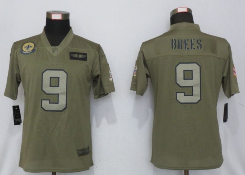 New Orleans Saints Drew Brees #9 Nfl 2020 Moss Green Jersey
