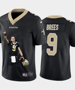 New Orleans Saints Drew Brees #9 Nfl Portrait Brandedition Black Jersey