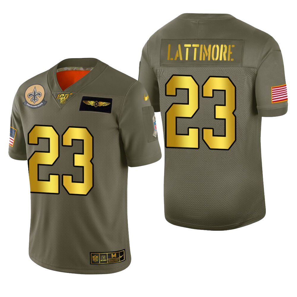 New Orleans Saints Marshon Lattimore 2019 Salute To Service Nfl 100 Mens Jersey Metallic