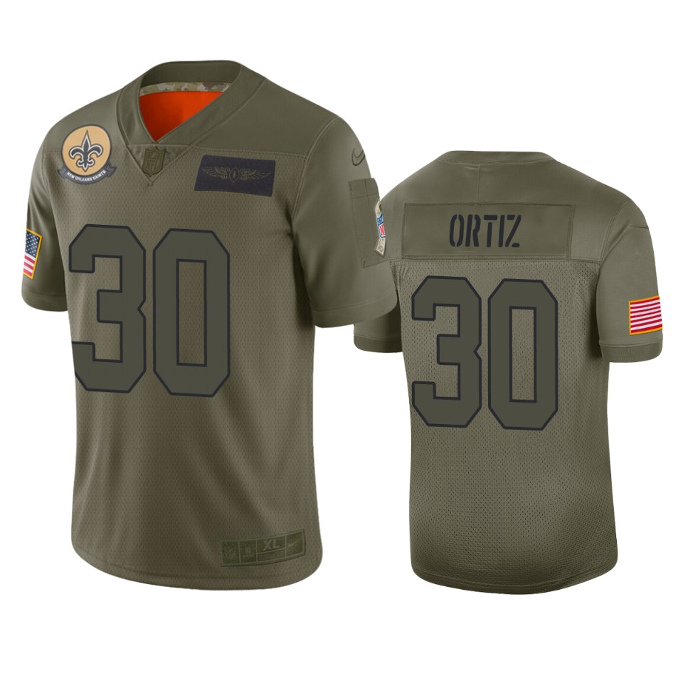 New Orleans Saints Ricky Ortiz Olive 2019 Salute To Service Limited Jersey