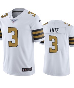 New Orleans Saints Wil Lutz White 100th Season Color Rush Jersey