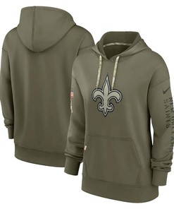 New Orleans Saints Women's 2022 Salute To Service Performance Pullover Hoodie - Olive