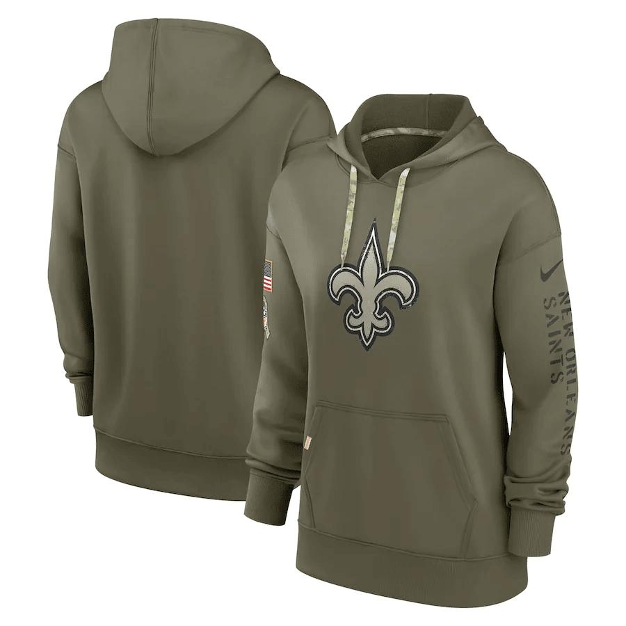 New Orleans Saints Women's 2022 Salute To Service Performance Pullover Hoodie - Olive