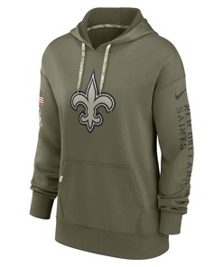 New Orleans Saints Women's 2022 Salute To Service Performance Pullover Hoodie - Olive