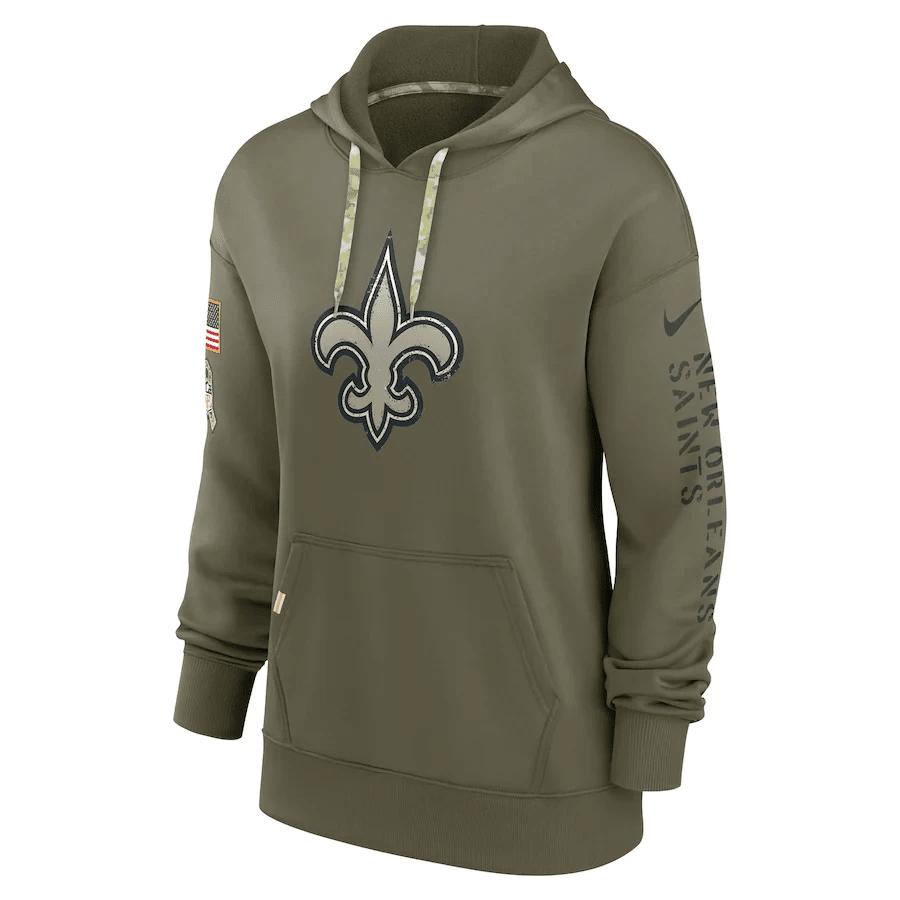 New Orleans Saints Women's 2022 Salute To Service Performance Pullover Hoodie - Olive