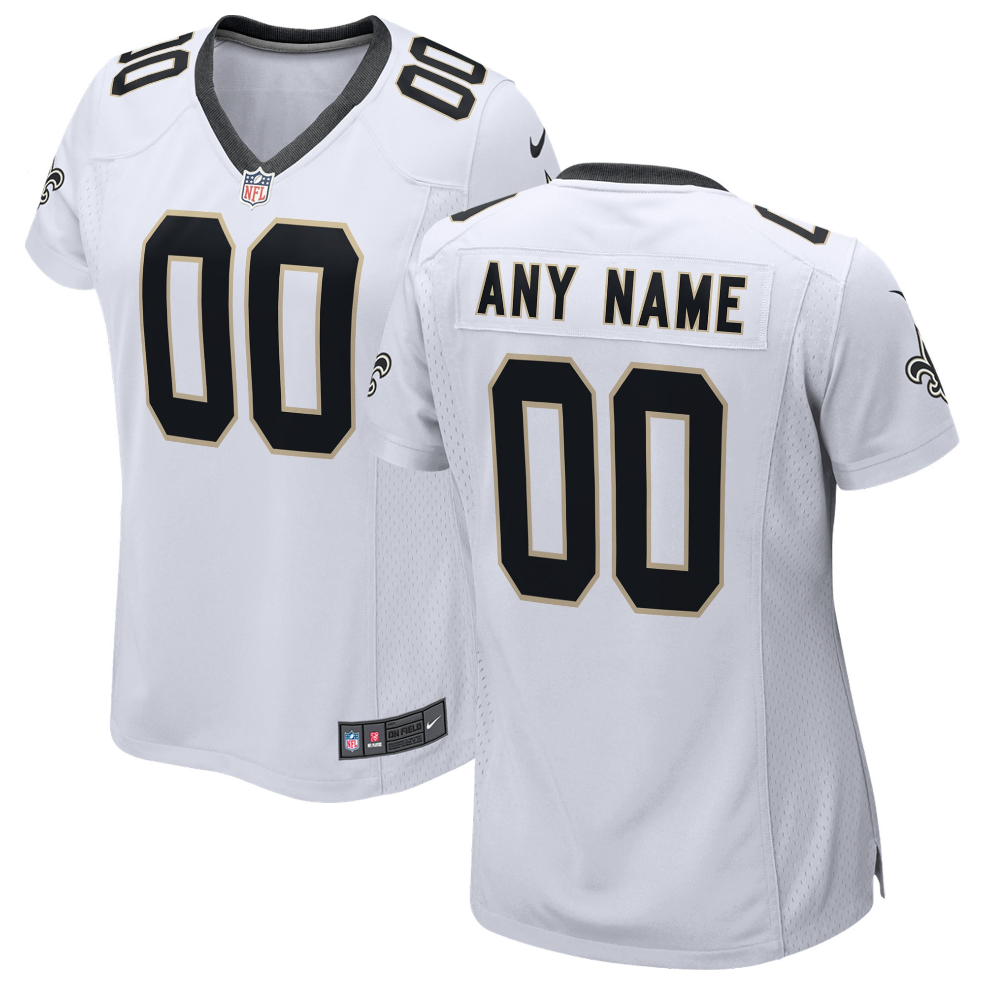 New Orleans Saints Womens Custom Game Jersey White Custom Jerseys Nfl