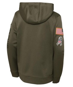 New Orleans Saints Youth 2022 Salute To Service Performance Pullover Hoodie - Olive