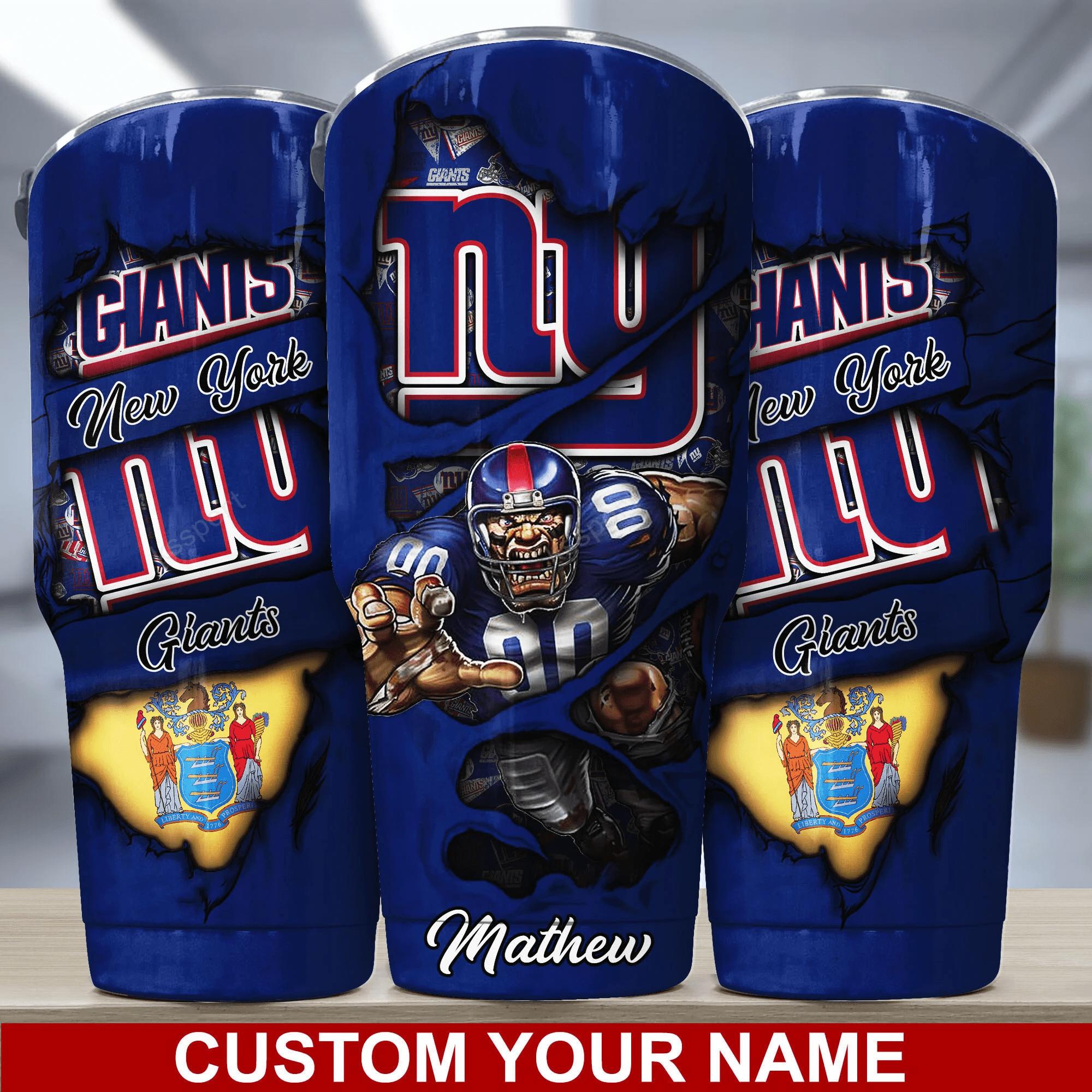 New York Giants Custom Name Tumbler for Fans