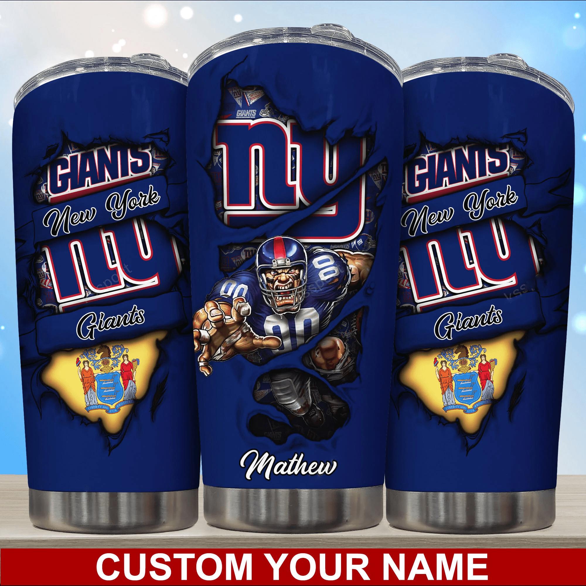 New York Giants Custom Name Tumbler for Fans