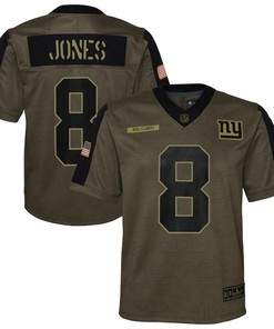 New York Giants Daniel Jones 8 Nfl Olive 2021 Salute To Service Game Men Jersey For Giants Fans