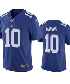 New York Giants Eli Manning Royal 100th Season Vapor Limited Jersey