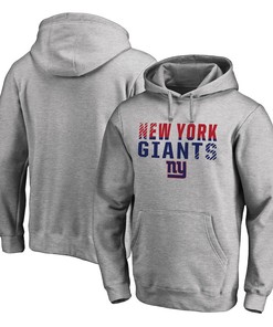 New York Giants Iconic Collection Fade Out Pullover Hoodie - Heather Grey