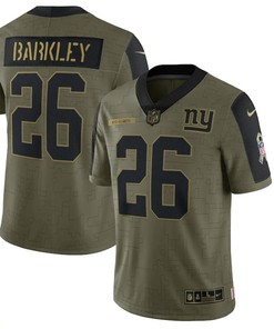 New York Giants Saquon Barkley 26 Nfl Olive 2021 Salute To Service Retired Player Men Jersey For Giants Fans