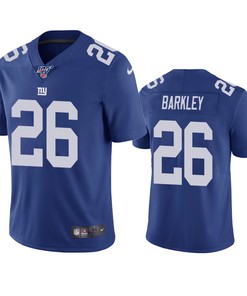 New York Giants Saquon Barkley Royal 100th Season Vapor Limited Jersey