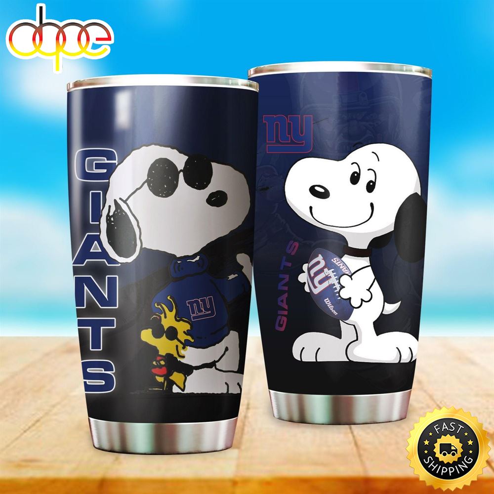 New York Giants Snoopy NFL Football Teams Big Logo 14 Gift For Fan Travel Tumbler