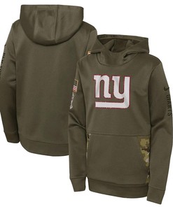 New York Giants Youth 2022 Salute To Service Performance Pullover Hoodie - Olive