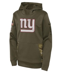 New York Giants Youth 2022 Salute To Service Performance Pullover Hoodie - Olive