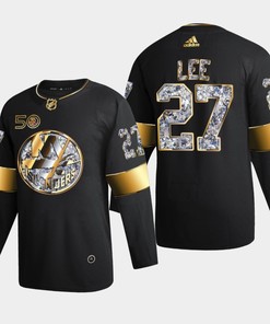 New York Islanders Anders Lee 27 Golden Diamond Black 2022-23 Jersey 50th Anniversary