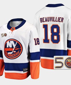 New York Islanders Anthony Beauvillier 18 2022-23 50th Anniversary White 18 Jersey Away