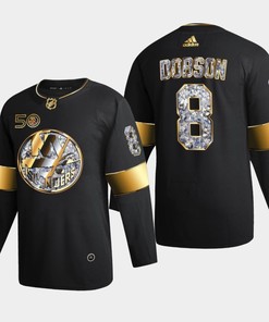 New York Islanders Noah Dobson 8 Golden Diamond Black 2022-23 Jersey 50th Anniversary