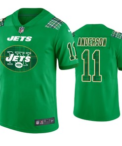New York Jets #11 Robby Anderson Jersey St. Patricks Day Kelly Green Lucky - Men