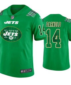 New York Jets #14 Sam Darnold Jersey St. Patricks Day Kelly Green Lucky - Men