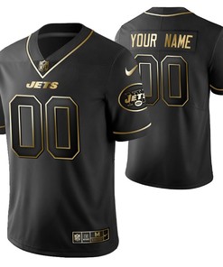 New York Jets 2021 Nfl Golden Brandedition Black Jersey Gift With Custom Name Number For Jets Fans