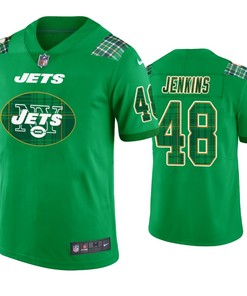 New York Jets #48 Jordan Jenkins Jersey St. Patricks Day Kelly Green Lucky - Men