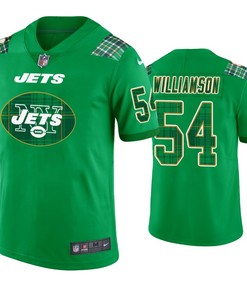 New York Jets #54 Avery Williamson Jersey St. Patricks Day Kelly Green Lucky - Men