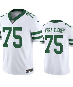 New York Jets #75 Alijah Vera Tucker White 2023 Fuse Vapor Limited Throwback Jersey