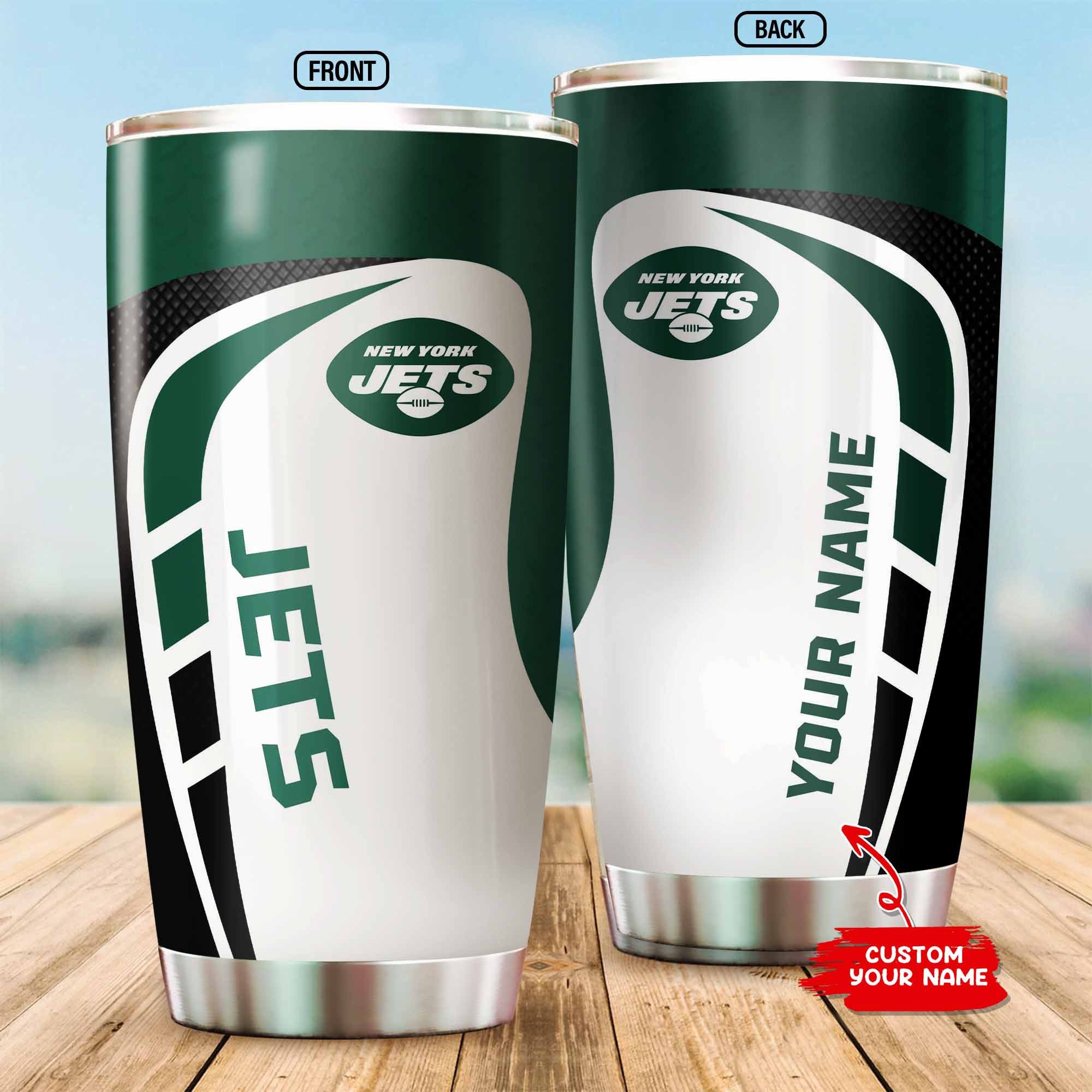 New York Jets Custom Name Tumbler - Personalized Team Tumbler
