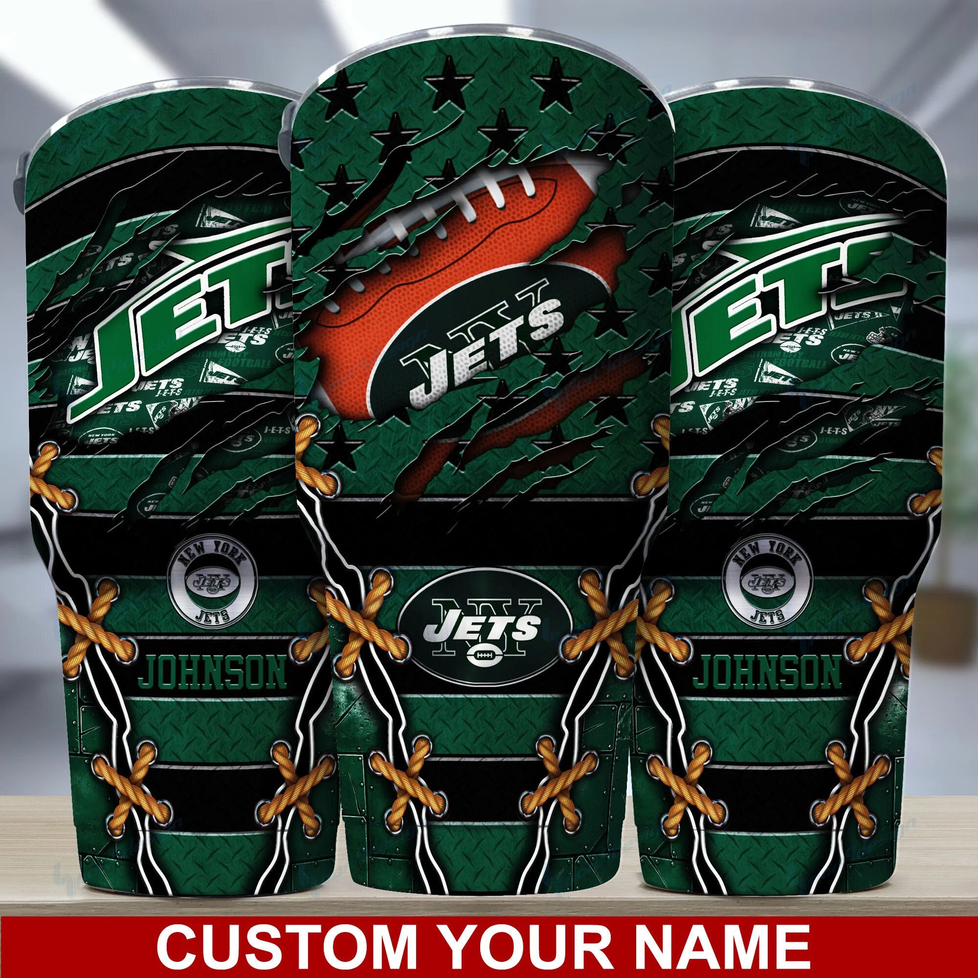 New York Jets Custom Name Tumbler for Fans