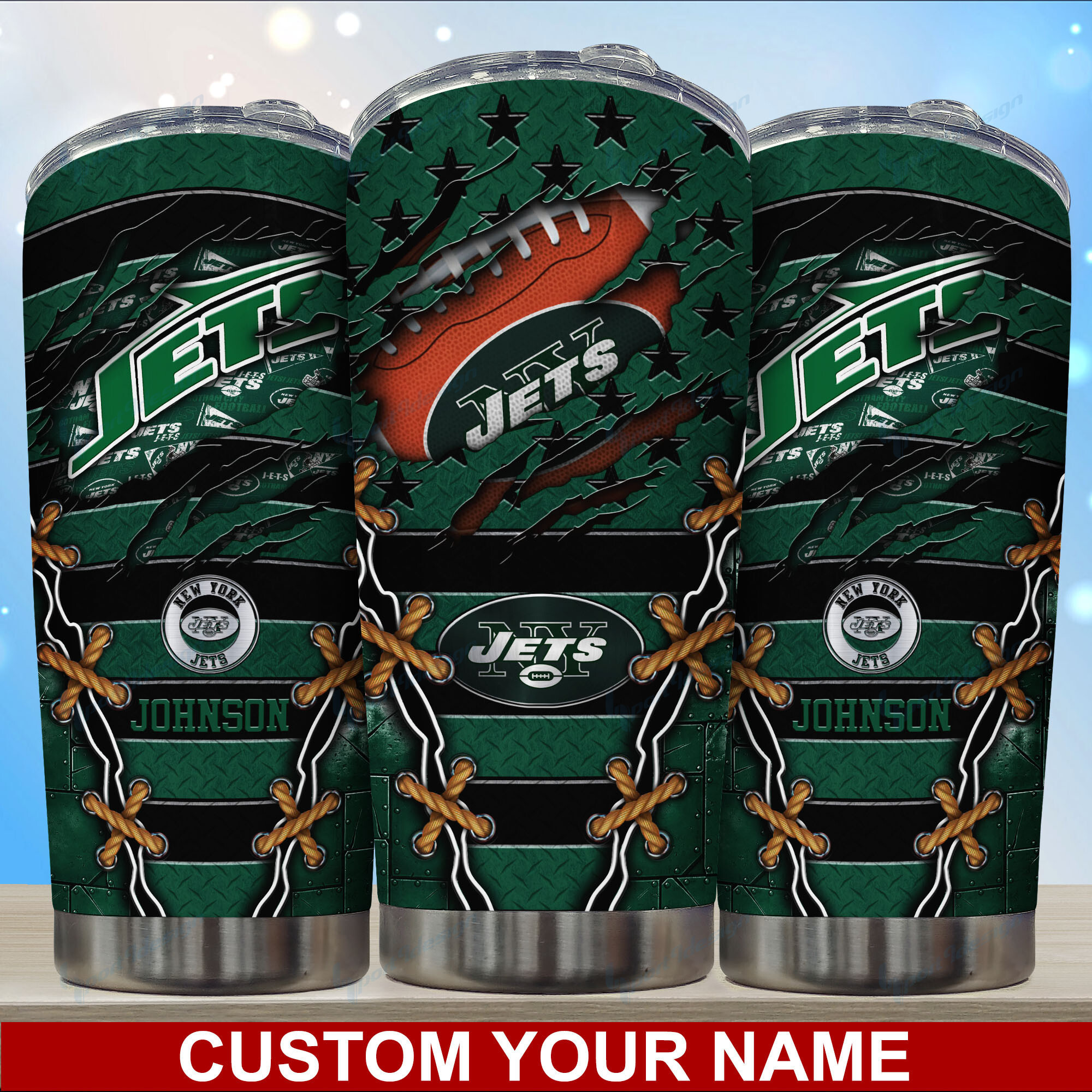 New York Jets Custom Name Tumbler for Fans