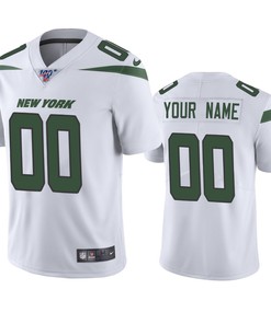 New York Jets Custom White 100th Season Vapor Limited Jersey