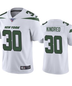 New York Jets Derrick Kindred White 100th Season Vapor Limited Jersey