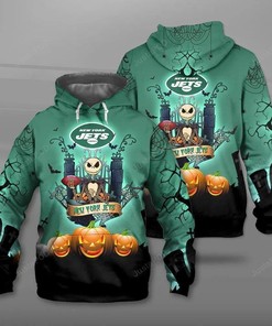 New York Jets Jack Skellington 3D Hoodie Zip Hoodie