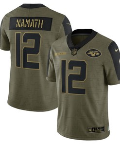 New York Jets Joe Namath 12 Nfl Olive 2021 Salute To Service Retired Player Men Jersey For Jets Fans