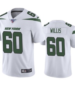 New York Jets Jordan Willis White 100th Season Vapor Limited Jersey