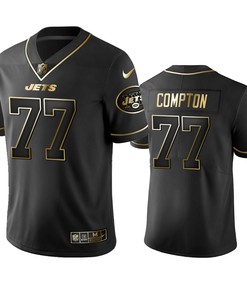 New York Jets Tom Compton Black Golden Edition 2019 Vapor Limited Jersey - Mens