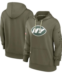 New York Jets Women's 2022 Salute To Service Performance Pullover Hoodie - Olive