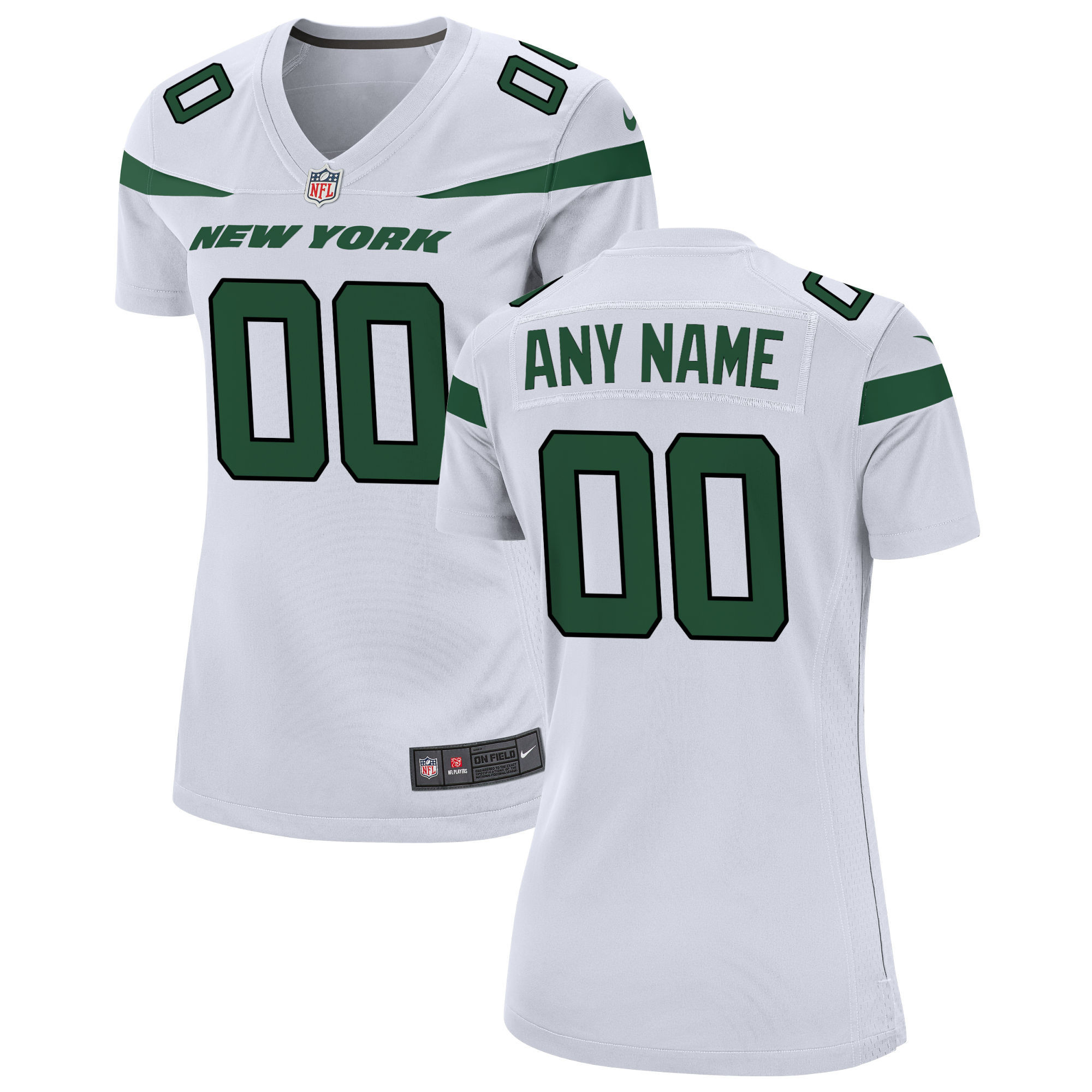 New York Jets Womens Custom Game Jersey - White Custom Jerseys Nfl