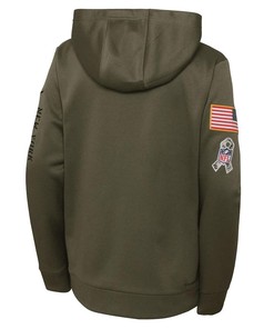 New York Jets Youth 2022 Salute To Service Performance Pullover Hoodie - Olive