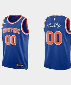 New York Knicks 00 Custom 2022-23 Icon Edition Royal Men Jersey