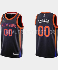 New York Knicks 00 Custom 2022-23 Statement Edition Black Men Jersey