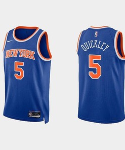 New York Knicks 5 Immanuel Quickley 2022-23 Icon Edition Royal Men Jersey