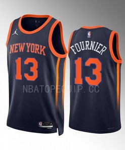 New York Knicks Evan Fournier 13 2022-23 Statement Edition Navy Men Jersey Swingman